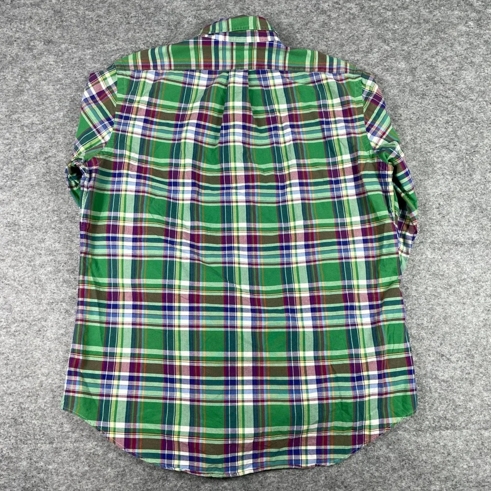 Polo Ralph Lauren Shirt Mens L Green Plaid Long Sleeve Classic Fit Color Pony